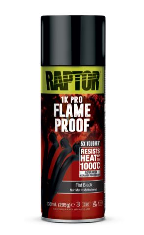 Raptor Flammebestandig sprayboks 1000ºC 400ml Flat Sort
