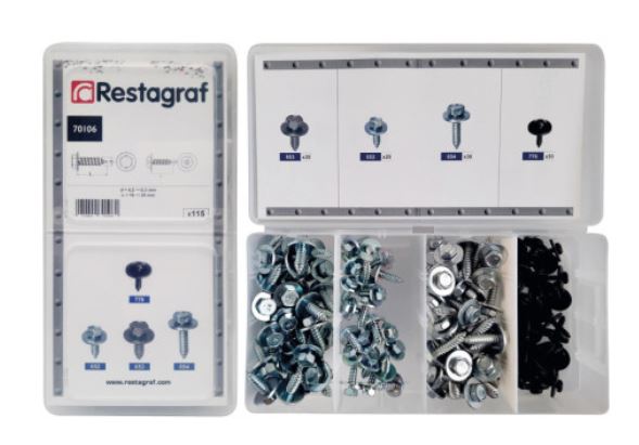 RG 70106 skruer ass.boks med skiver Ø 4,2-6,3mm 115pk