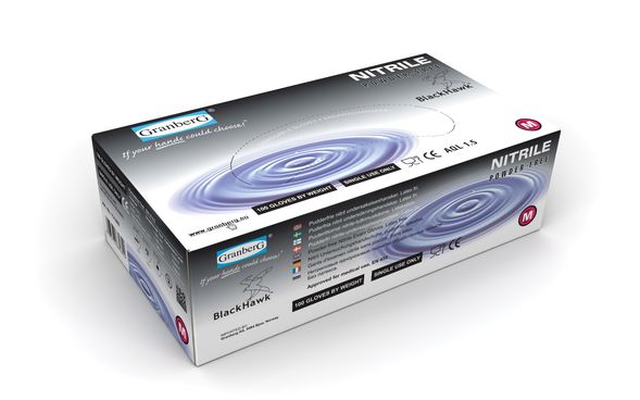 Hanske-1G Nitrile svart Pk á 100 Latexfri