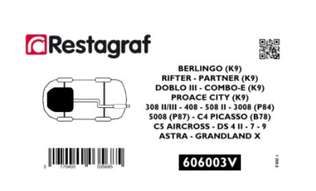 RG 606003V Festesett for motorskjerm