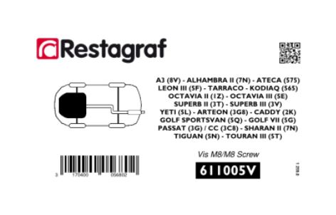 RG 611005V Festesett for motorskjerm Audi,Seat,Skoda, VW