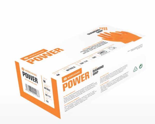 Hanske Workhand Power orange 100pk str. 10(XL)