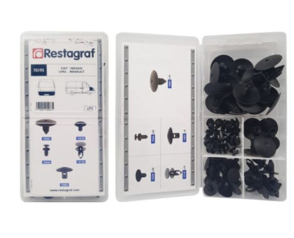 RG 70195 Sortimentboks med støtfanger og vingeklips